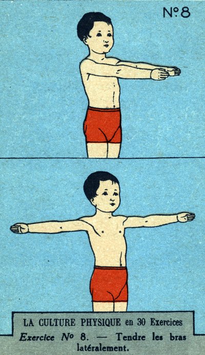 Exercice physique, fitness, exercices corporels, bonne santé, sain (chromolithographie) début du 20ème siècle - French School