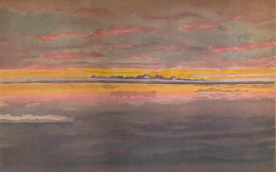 Coucher de soleil au large de la côte nord de l