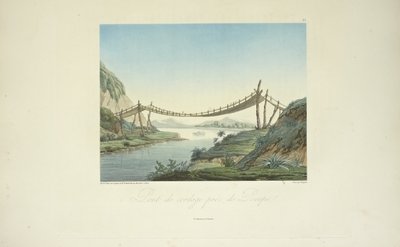 Pont de corde près de Penipe, dessiné par Marchais, gravé par Bouquet, illustration de 