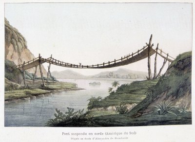Pont suspendu en corde en Amérique du Sud, d