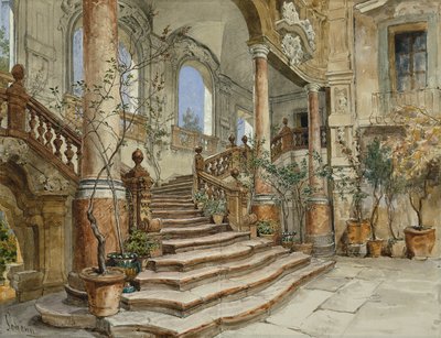 Escalier en marbre du Palazzo Bonagia à Palerme - Friedrich Alois Schönn