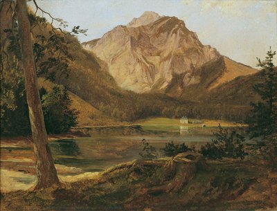 Le lac Langbathsee avec les montagnes Höllengebirge - Friedrich August Mathias Gauermann