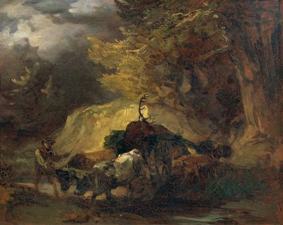 Après la chasse (Retour de la chasse au cerf) - Friedrich August Mathias Gauermann