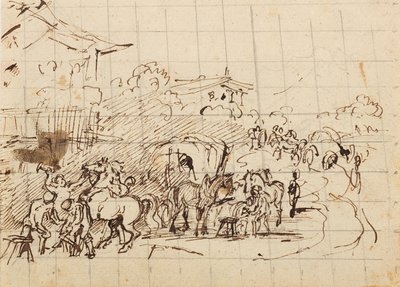 Chevaux devant une forge - Friedrich August Mathias Gauermann