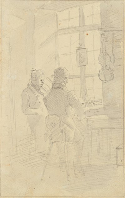 Deux hommes jouant du violon - Friedrich August Mathias Gauermann
