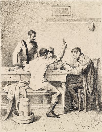 Soldats jouant aux cartes - Friedrich Friedländer Ritter von Malheim