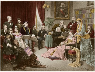 Richard Wagner et Liszt à Bayreuth avec Cosima et Siegfried - d