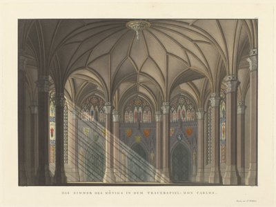 Décor avec la chambre du roi pour la tragédie 
