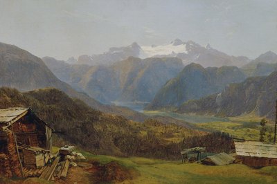 Vue de la Hütteneckalm sur le lac de Hallstatt et le Dachstein - Friedrich Loos