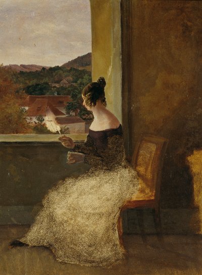 Dame à la fenêtre avec un rouet - Friedrich Loos
