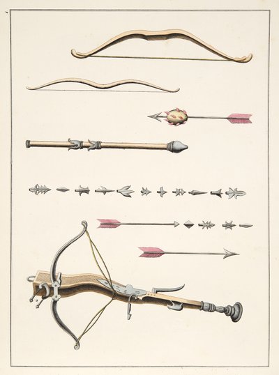 Arcs et flèches du 14e-15e siècle, planche de 