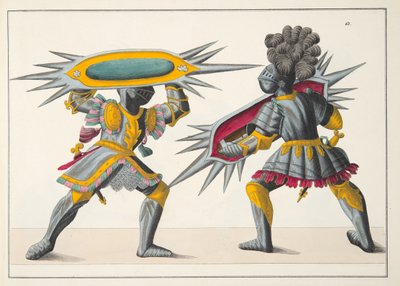 Deux chevaliers combattant, planche de 