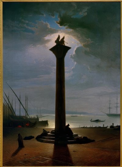 La colonne de Saint-Marc à Venise au clair de lune - Friedrich Nerly
