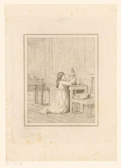 Fille avec poupée - Friedrich Rehberg