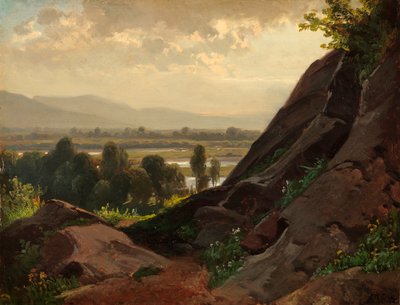 Paysage de montagne avec partie rocheuse au premier plan - Friedrich Voltz