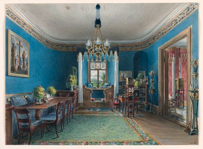 Dessin, La chambre bleue, Schloss Fischbach, 1846 - Friedrich Wilhelm Klose