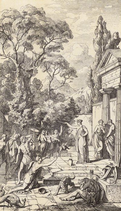 Circé pratiquant sa magie (gravure) - Friedrich the Elder Preller