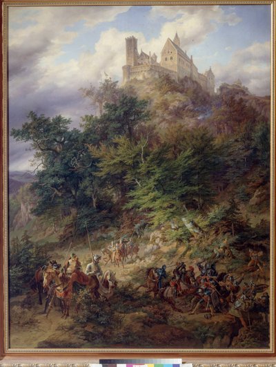 Paysage avec chevaliers (La Wartburg) par Preller, Friedrich l