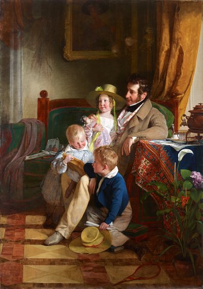 Rudolf von Arthaber et ses enfants Rudolf, Emilie et Gustav - Friedrich von Amerling