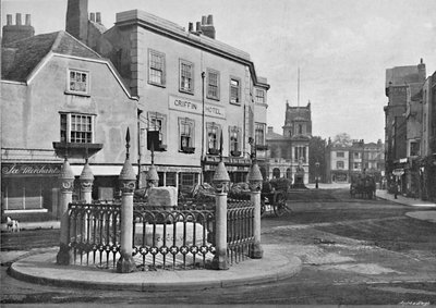 Pierre de couronnement et place du marché, Kingston-on-Thames, vers 1896 - Frith and Co