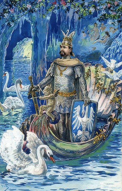 Le roi Louis II en Lohengrin dans la grotte bleue du château de Linderhof - Fritz Bergen