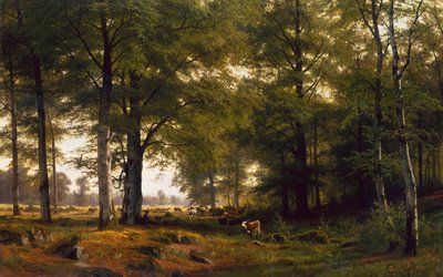 Paysage boisé avec un vacher - Fritz Carl Werner Ebel