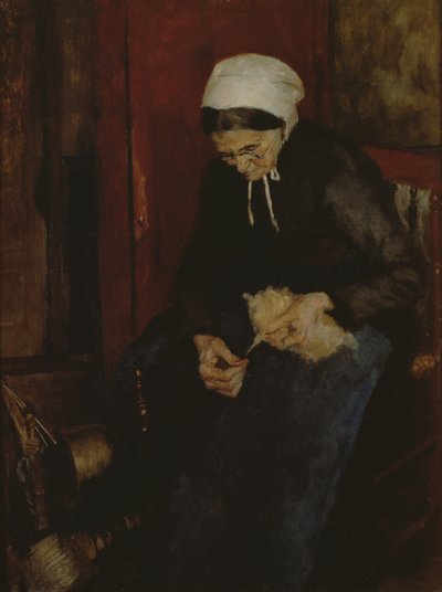 Vieille dame filant de la laine - Fritz Mackensen