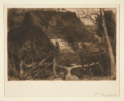 Femme parmi les bâtiments de ferme paysanne - Fritz Overbeck
