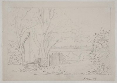 Paysage avec puits à bascule au premier plan - Fritz Petzholdt