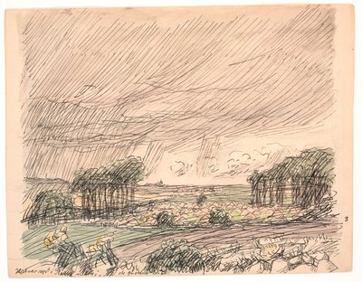 Le foin était empilé dans des meules dans les prairies vertes - Fritz Syberg