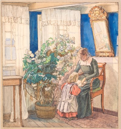 Mère et enfant regardant des images (Anna et Hans Syberg) - Fritz Syberg