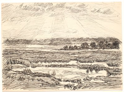 Paysage de la Moselle avec soleil bas - Fritz Syberg