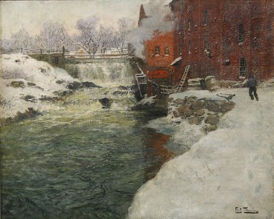 Usine de toile par la rivière Aker Kristiania, vers 1890 - Fritz Thaulov
