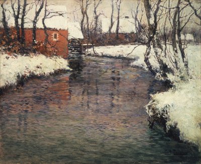Paysage fluvial en hiver - Fritz Thaulow
