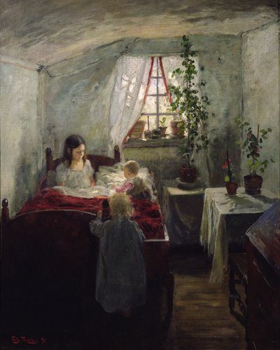 Intérieur avec enfants - Fritz Thaulow
