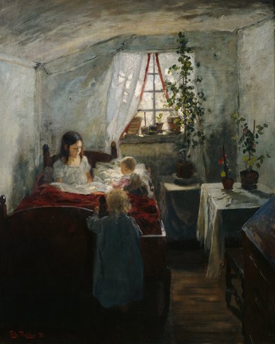 Intérieur avec enfants - Fritz Thaulow