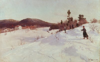 Hiver avec skieur - Fritz Thaulow