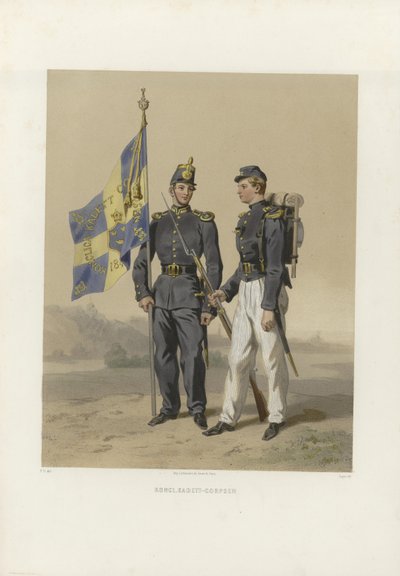 Illustration tirée du livre Les armées suédoise et norvégienne, ainsi que les flottes dans leur uniforme actuel par Dardel, Fritz von et publié par Bonnier (se, 1863) - Fritz von Dardel