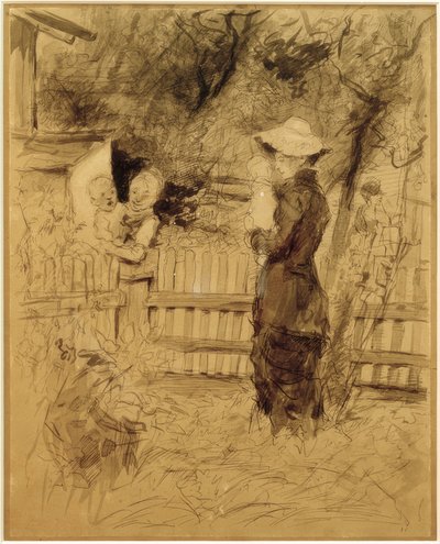 Femmes avec enfants dans le jardin - Fritz von Uhde