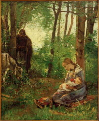 Repos dans la forêt (Repos pendant la fuite) - Fritz von Uhde