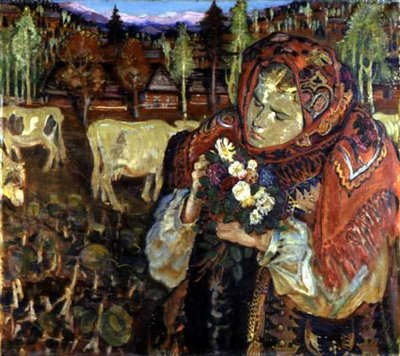 Jeune fille avec des fleurs - Fryderyck Pautsch