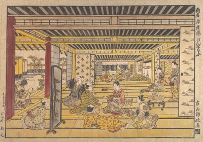 Un jeu de sumo à main dans le nouveau Yoshiwara, vers 1740 - Furuyama Moromasa