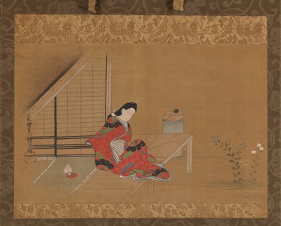 Jeune femme sur une véranda, seconde moitié du XVIIe siècle - Furuyama Moroshige