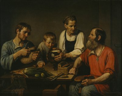 Famille paysanne avant le dîner, 1824 - Fyodor Grigoryevich Solntsev