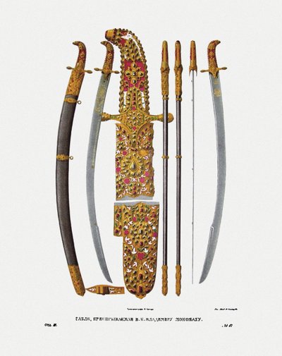 Le sabre du Grand Prince Vladimir II Monomakh de Kiev, années 1840 - Fyodor Grigoryevich Solntsev