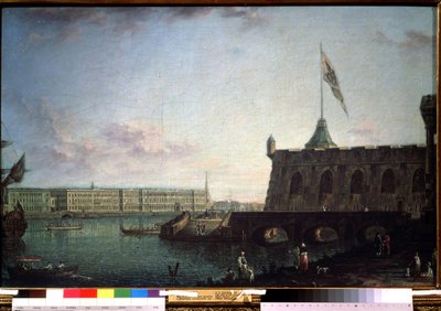 Vue depuis la forteresse Pierre et Paul et du quai du palais à Saint Petersbourg - Fyodor Yakovlevich Alexeev