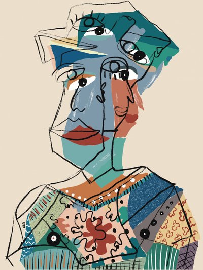 Portrait cubiste abstrait - GIovanna Gil Alves