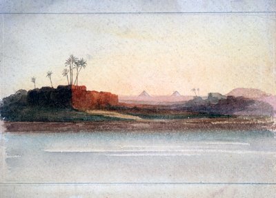 Pyramides depuis le Nil, Le Caire, Égypte, XIXe siècle - GS Cautley
