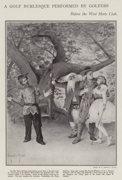 Un burlesque de golf joué par des golfeurs lors du dîner annuel du West Herts Club - G. Grenville Manton