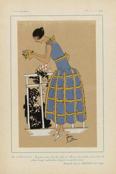 Très Parisien 1923 No 11: 13.- PAPILLON. - Exquise cette robe de style... - G P. Joumard